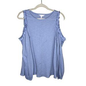 Lauren Conrad Women's Cold Shoulder Top With Ruffle Trim - Size‎ M